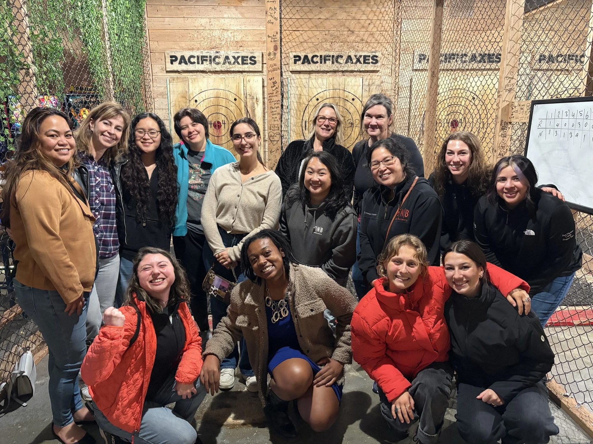 Private group of ten people at Pacific Axes